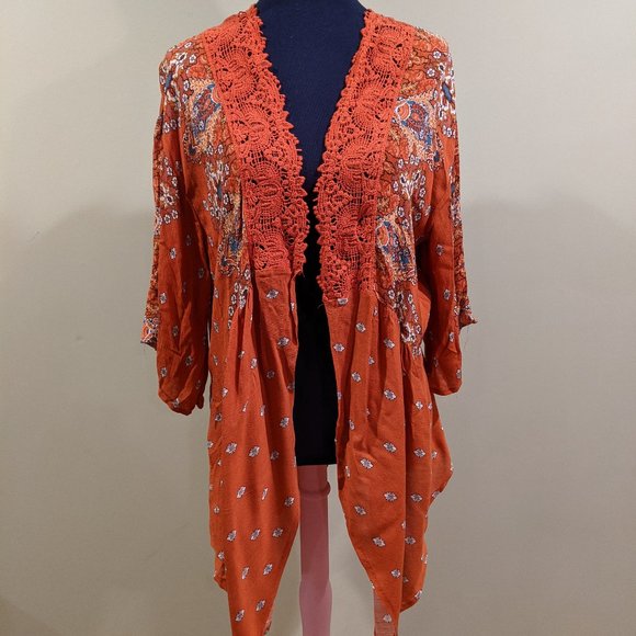 Orange Pattern Kimono - Picture 1 of 8